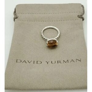 Authentic David Yurman 12x10mm Oval Citrine‎ Silver Cable Ring Size 7.25